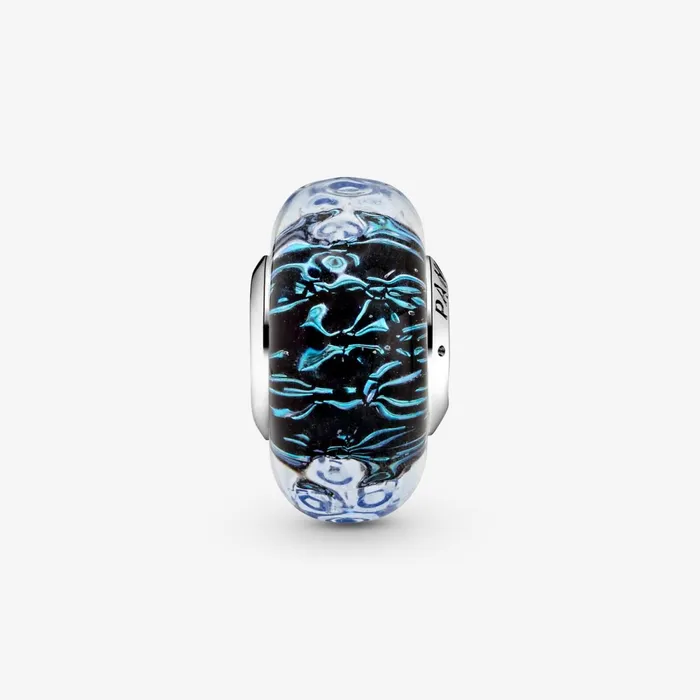 1 Bracelet2 Charms 99 Women Pandora Wavy Dark Blue Murano Glass Ocean Charm Blue