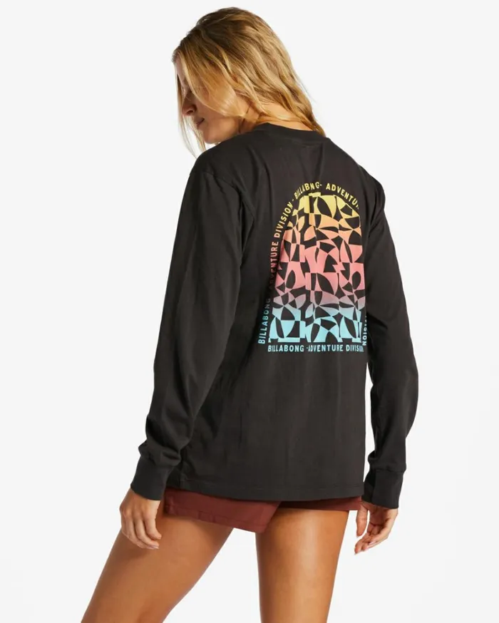 ADiv Long Sleeve TShirt Black Sands Women Billabong Graphic Tees and Tanks