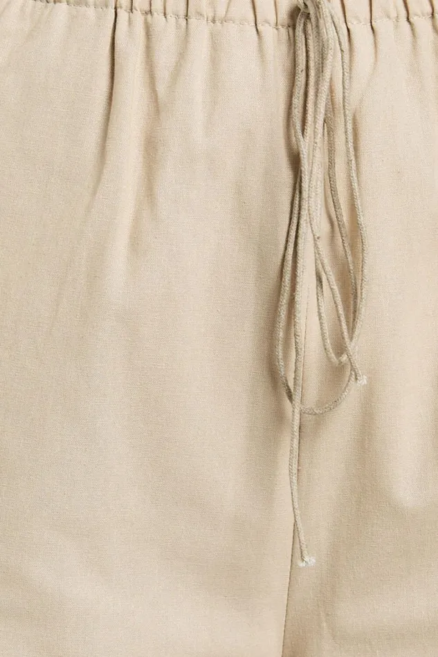 Abbey Pants 8211 Wide Leg Drawstring Linen Look Pants In Natural Women Showpo Conscious
