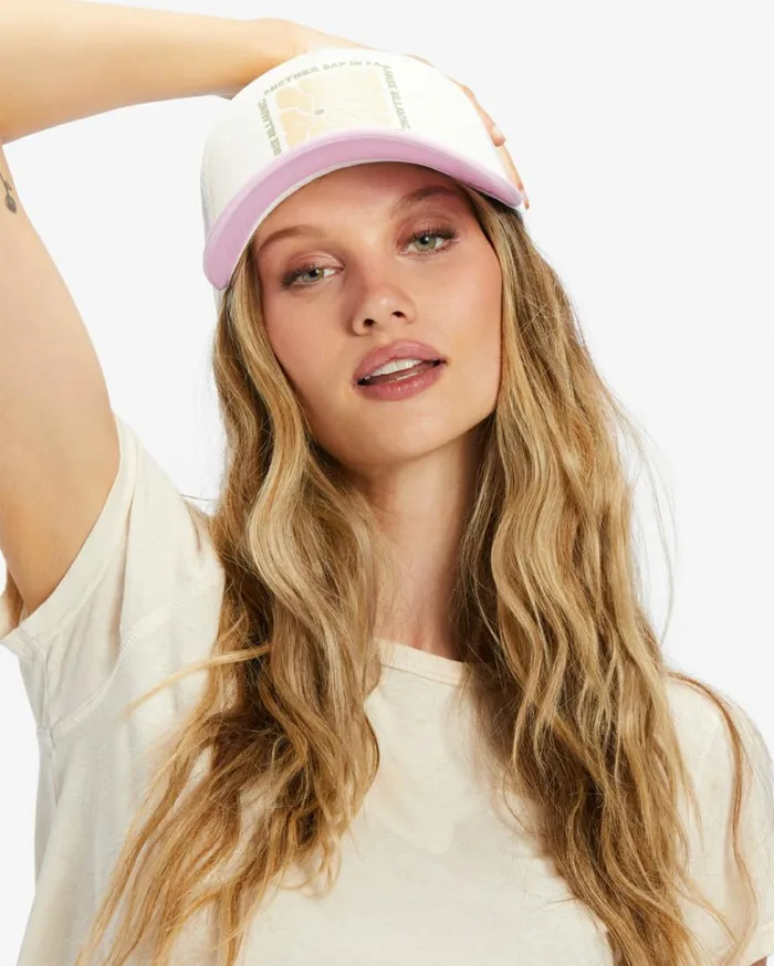 Across Waves Trucker Hat Lavender Kiss Women Billabong Hats and Beanies