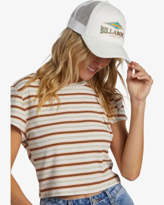 Across Waves Trucker Hat Salt Crystal 2 Women Billabong Hats and Beanies