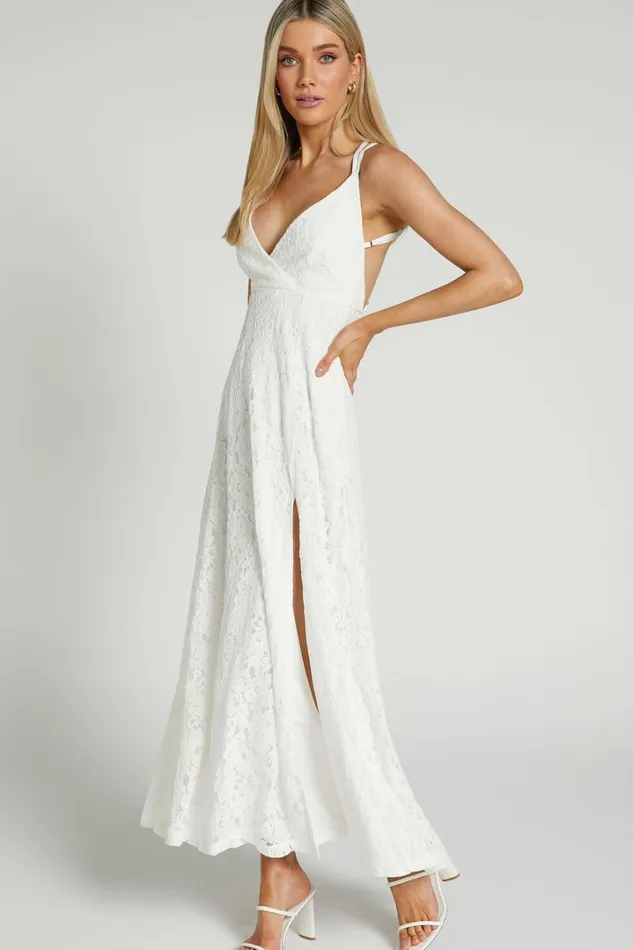 Adabelle Midi Dress 8211 Cross Back Lace Dress In White Women Showpo Dresses