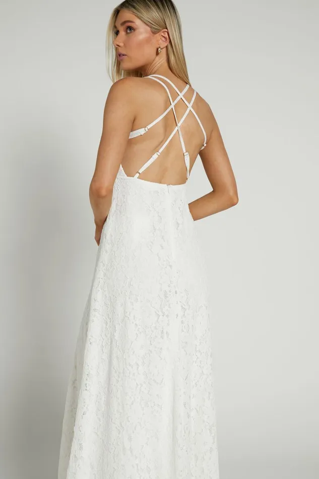 Adabelle Midi Dress 8211 Cross Back Lace Dress In White Women Showpo Dresses