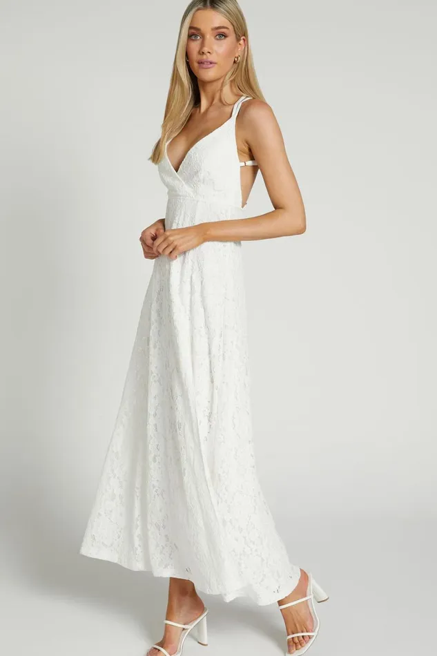 Adabelle Midi Dress 8211 Cross Back Lace Dress In White Women Showpo Dresses
