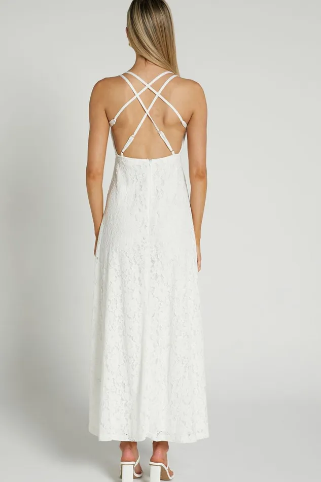 Adabelle Midi Dress 8211 Cross Back Lace Dress In White Women Showpo Dresses