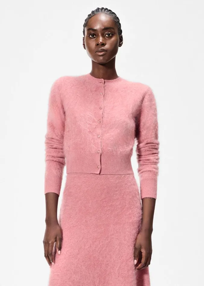 Adam Lippes Cruz Cardigan Rose Womens Sweaters and Knitwear
