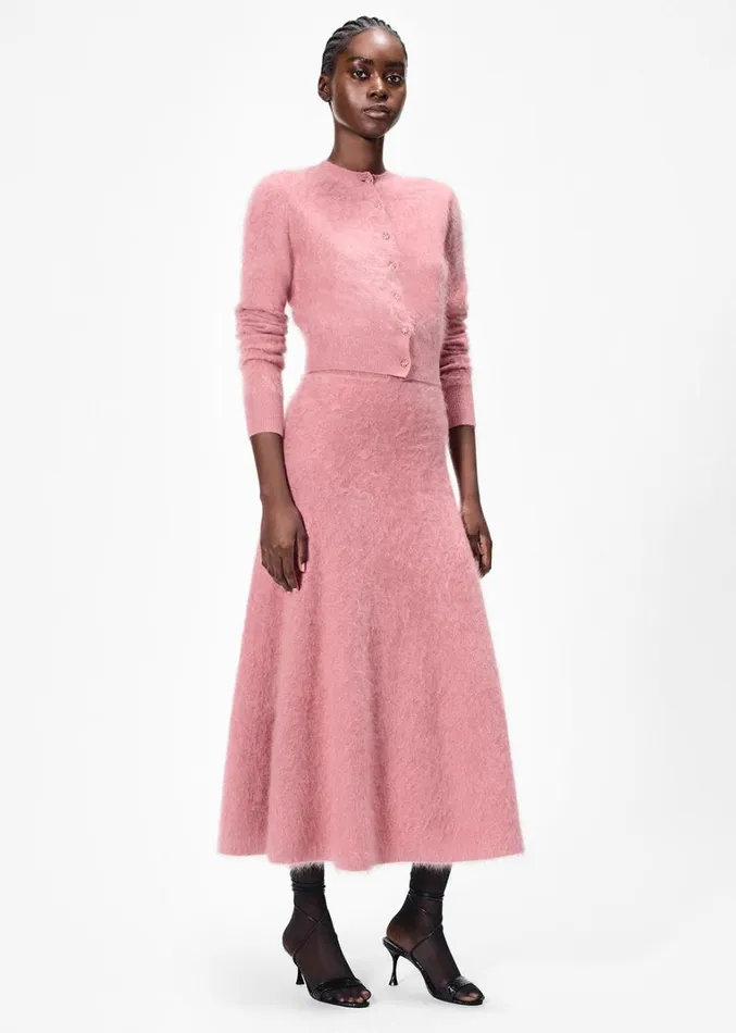 Adam Lippes Cruz Cardigan Rose Womens Sweaters and Knitwear