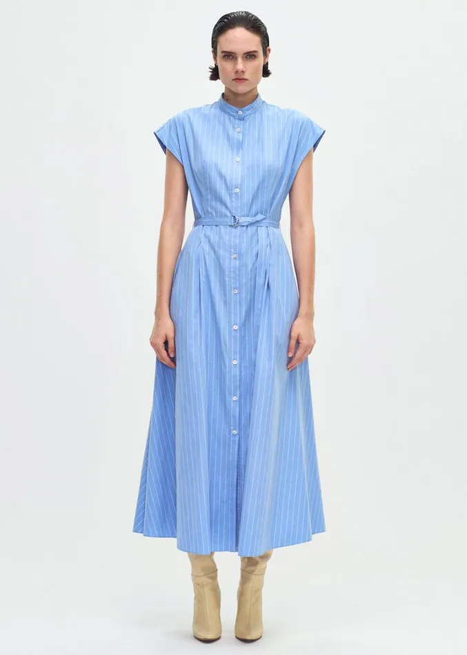 Adam Lippes Dejeuner Dress Pale Bluewhite Womens Dresses