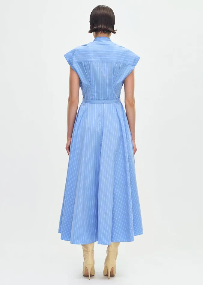 Adam Lippes Dejeuner Dress Pale Bluewhite Womens Dresses