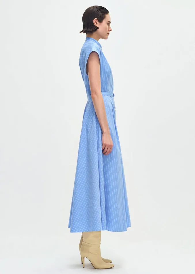 Adam Lippes Dejeuner Dress Pale Bluewhite Womens Dresses