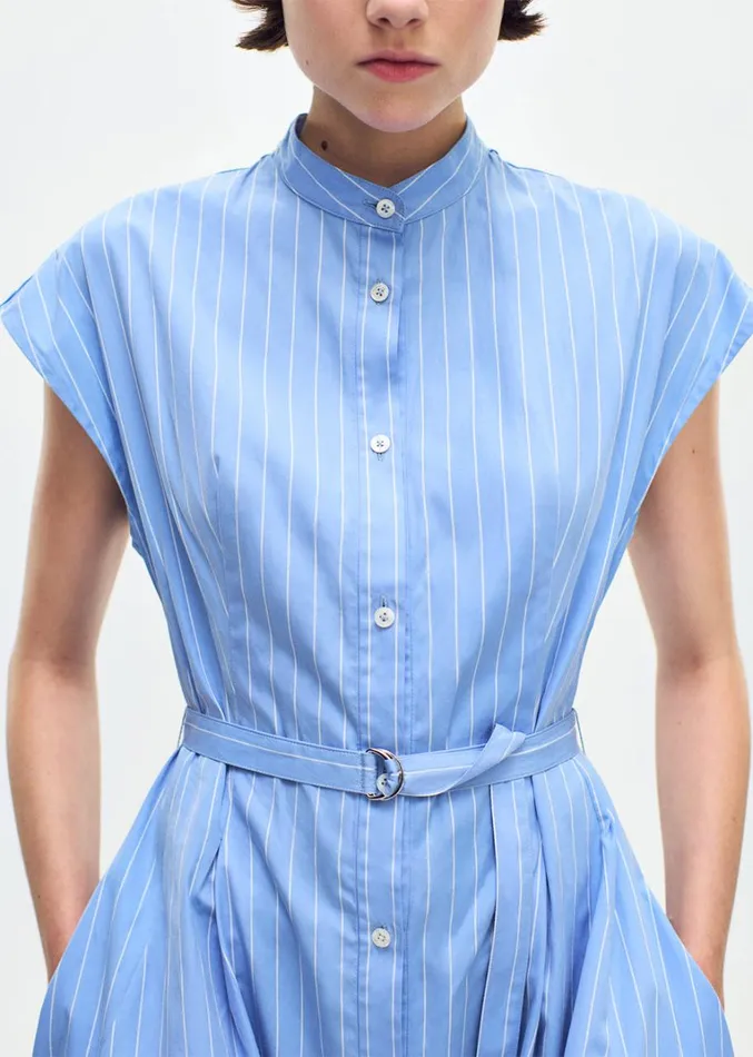Adam Lippes Dejeuner Dress Pale Bluewhite Womens Dresses