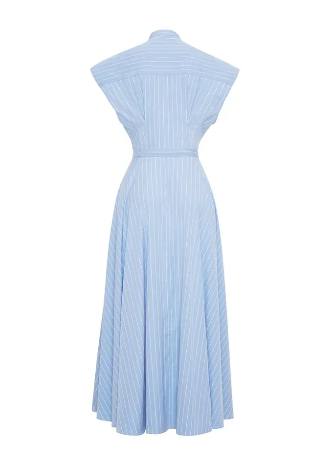 Adam Lippes Dejeuner Dress Pale Bluewhite Womens Dresses