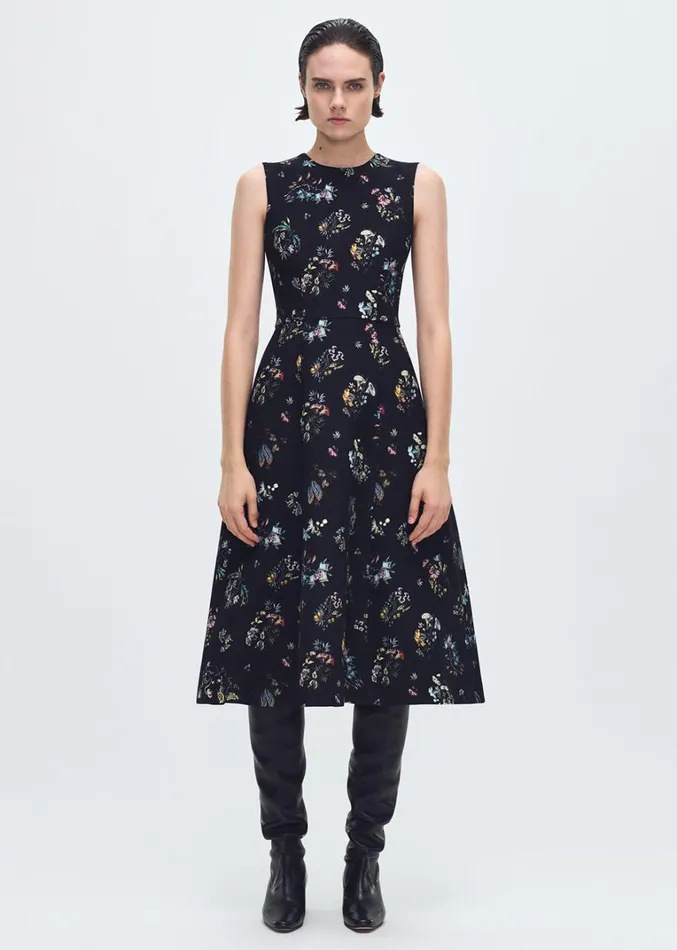 Adam Lippes Eloise Dress Black Floral Womens Dresses