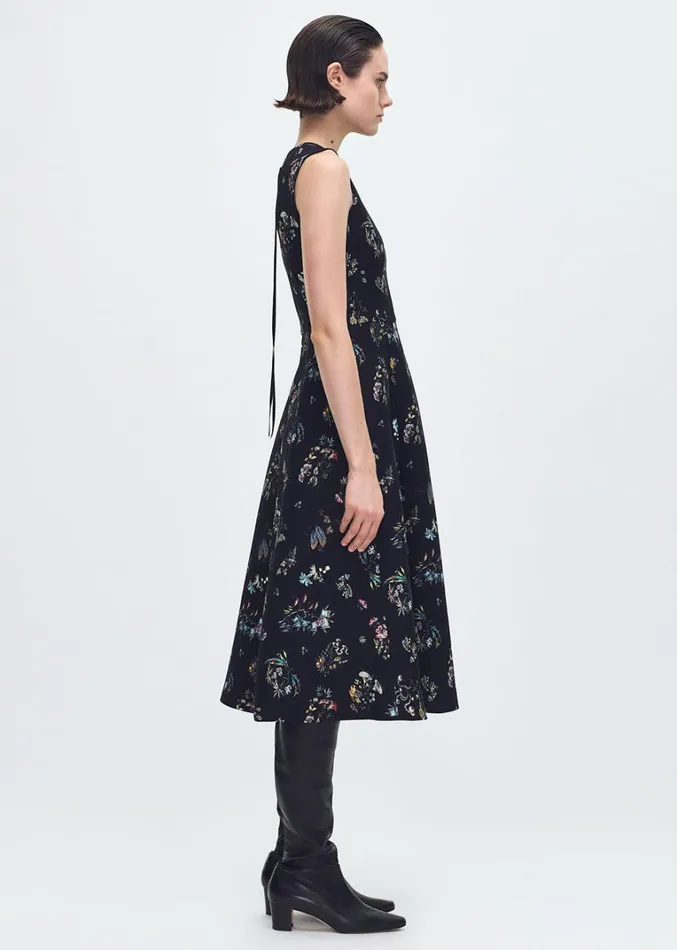 Adam Lippes Eloise Dress Black Floral Womens Dresses