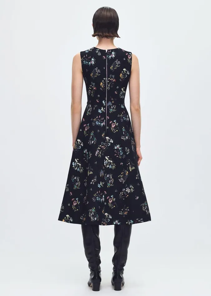 Adam Lippes Eloise Dress Black Floral Womens Dresses