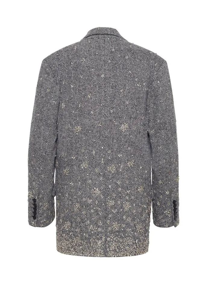 Adam Lippes Embroidered Tux Jacket Blackivory Womens Coats and Jackets
