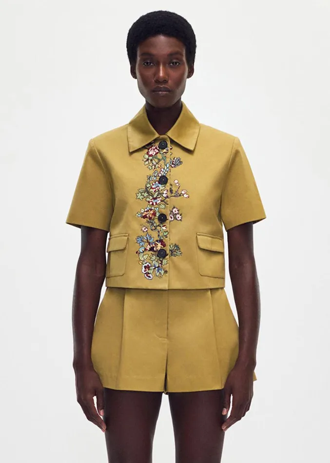 Adam Lippes Marseille Jacket Khaki Womens Tops
