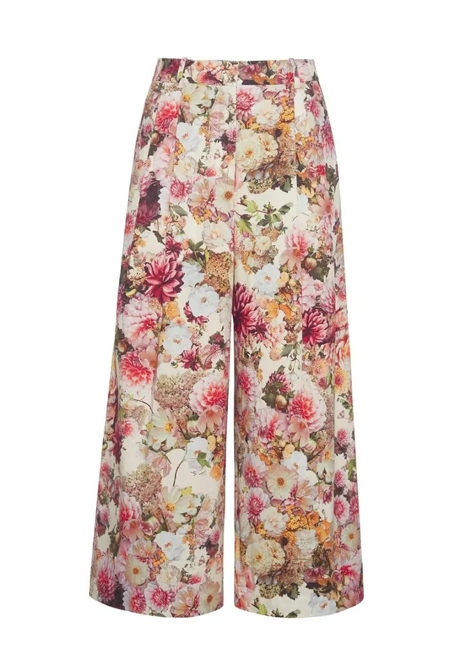 Adam Lippes Printed Poplin Culotte Cream Multi Womens Pants