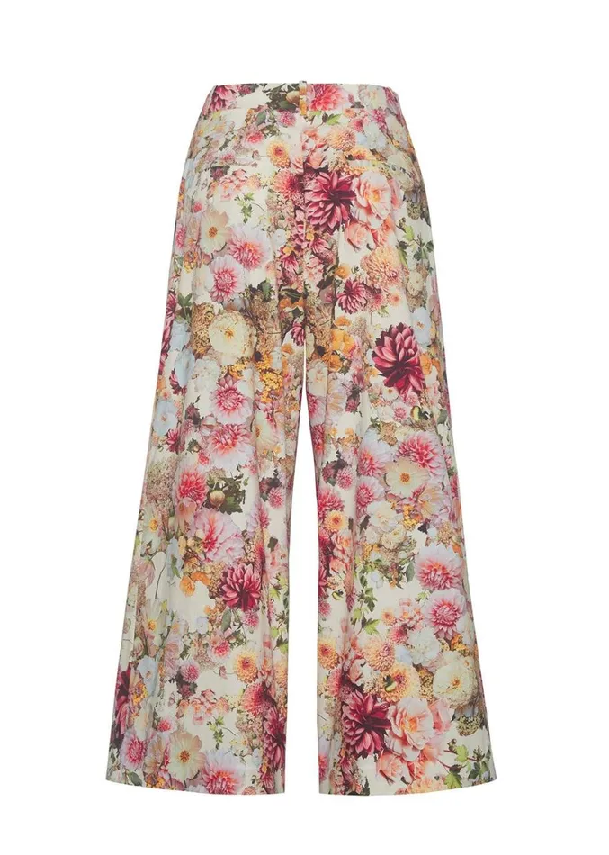 Adam Lippes Printed Poplin Culotte Cream Multi Womens Pants