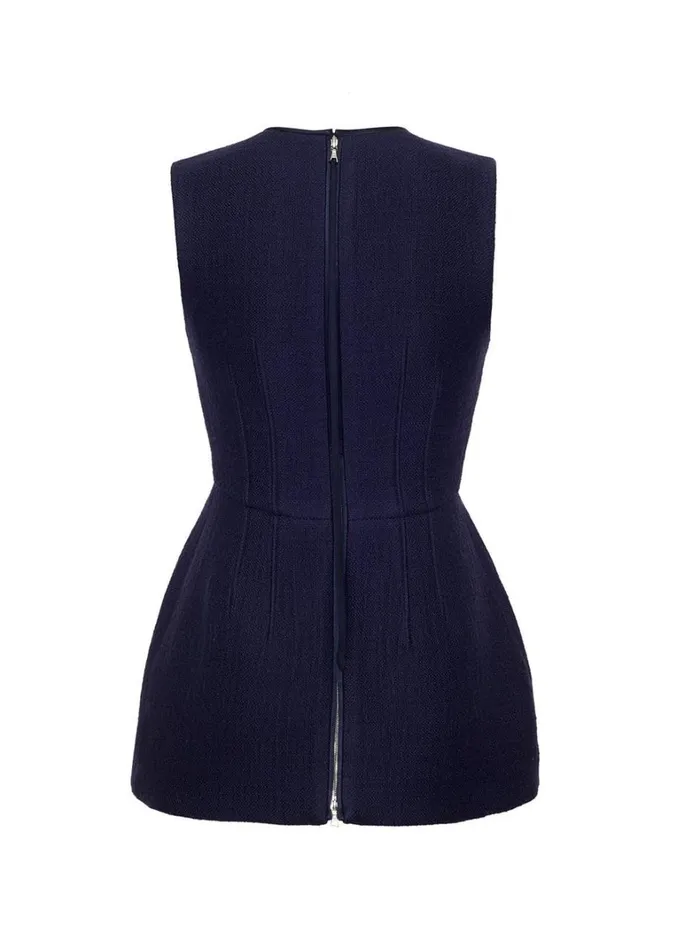 Adam Lippes Shell With Basque Navy Womens Tops