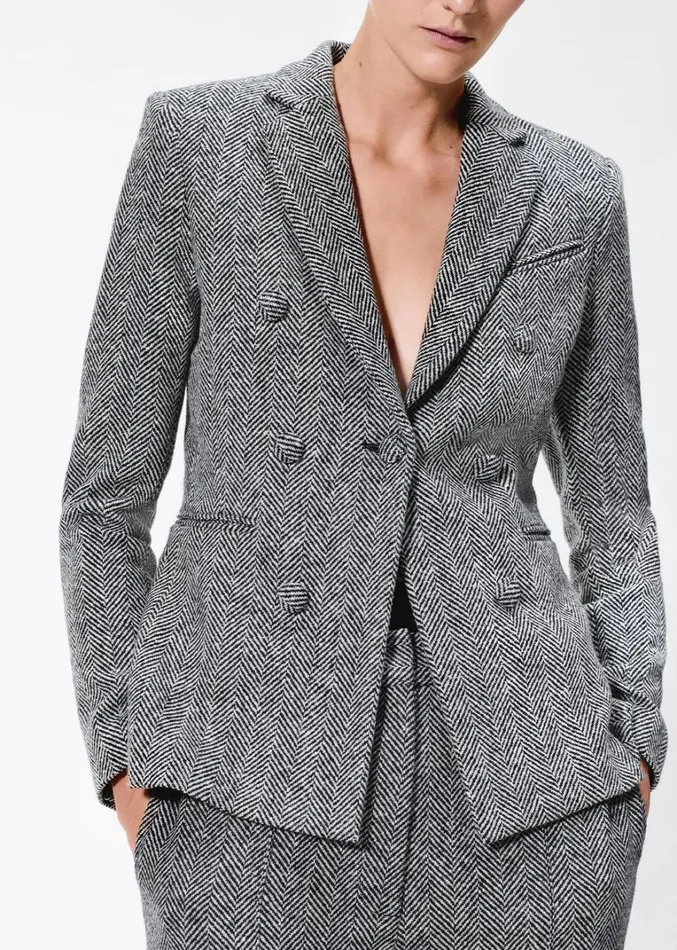 Adam Lippes Spencer Jacket Blackivory Womens Coats and Jackets