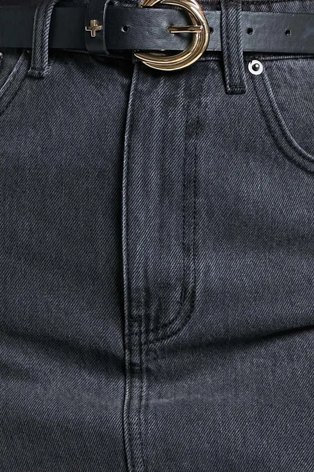 Adan Mini Skirt 8211 Recycled Cotton Frayed Hem Denim Skirt In Black Women Showpo Conscious