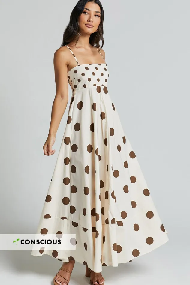 Alana Maxi Dress 8211 Strappy Straight Neck Dress In Chocolate Women Showpo Conscious