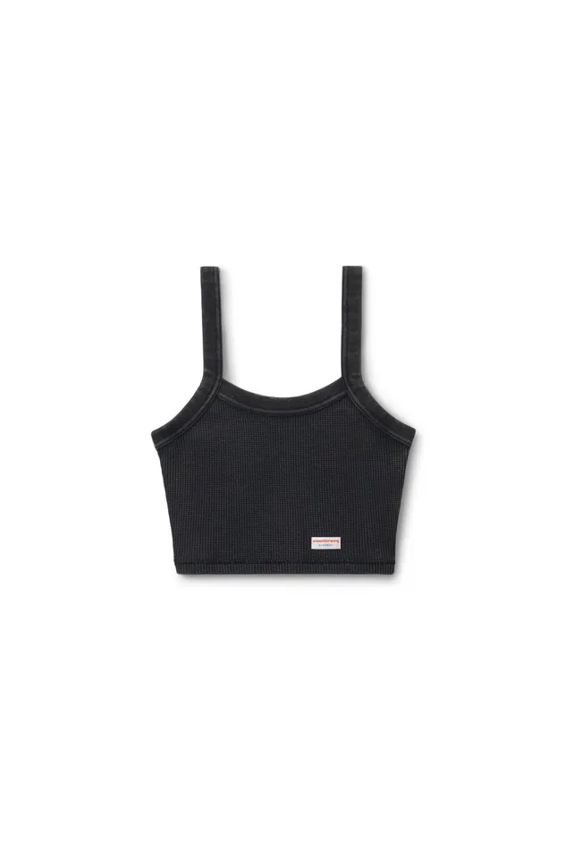 Alexander Wang Bodywear Cropped Camisole In WaffleKnit Cotton Stretch