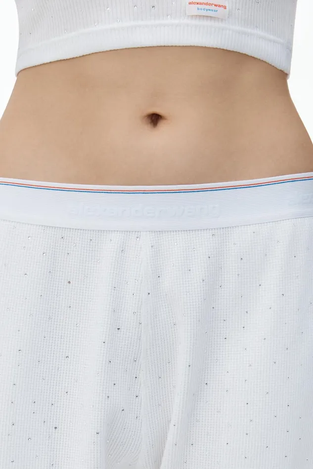 Alexander Wang Bodywear Crystal Hotfix Jogger Pant In Waffle Knit