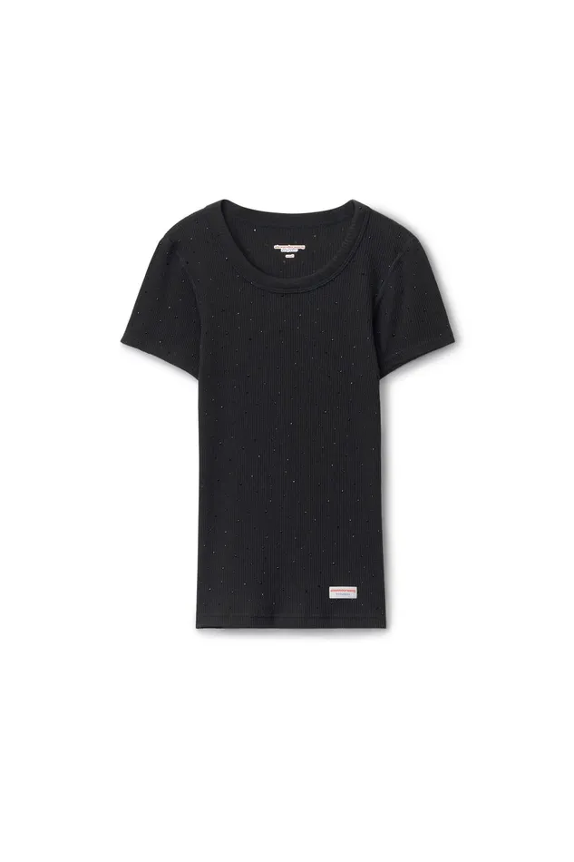 Alexander Wang Bodywear Crystal Hotfix Short Sleeve Crewneck Tee