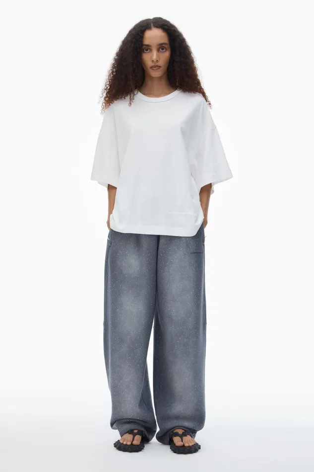 Alexander Wang Bottoms Unisex Crystal Hotfix Sweatpant 8211 MenWomen