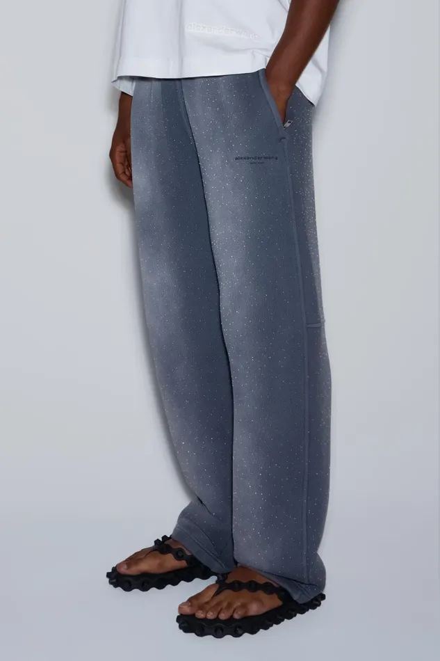 Alexander Wang Bottoms Unisex Crystal Hotfix Sweatpant 8211 MenWomen