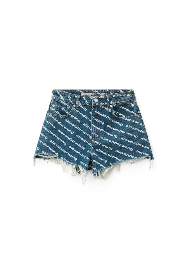 Alexander Wang Denim Bite Logo Short In Deep Blue Denim 8211 Women