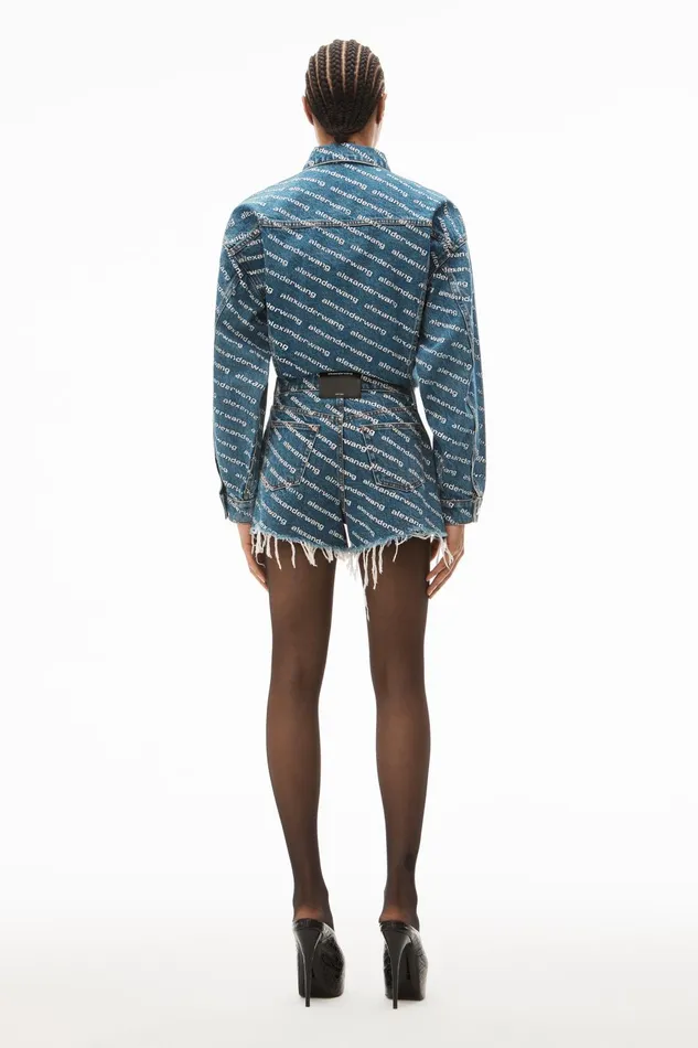Alexander Wang Denim Bite Logo Short In Deep Blue Denim 8211 Women