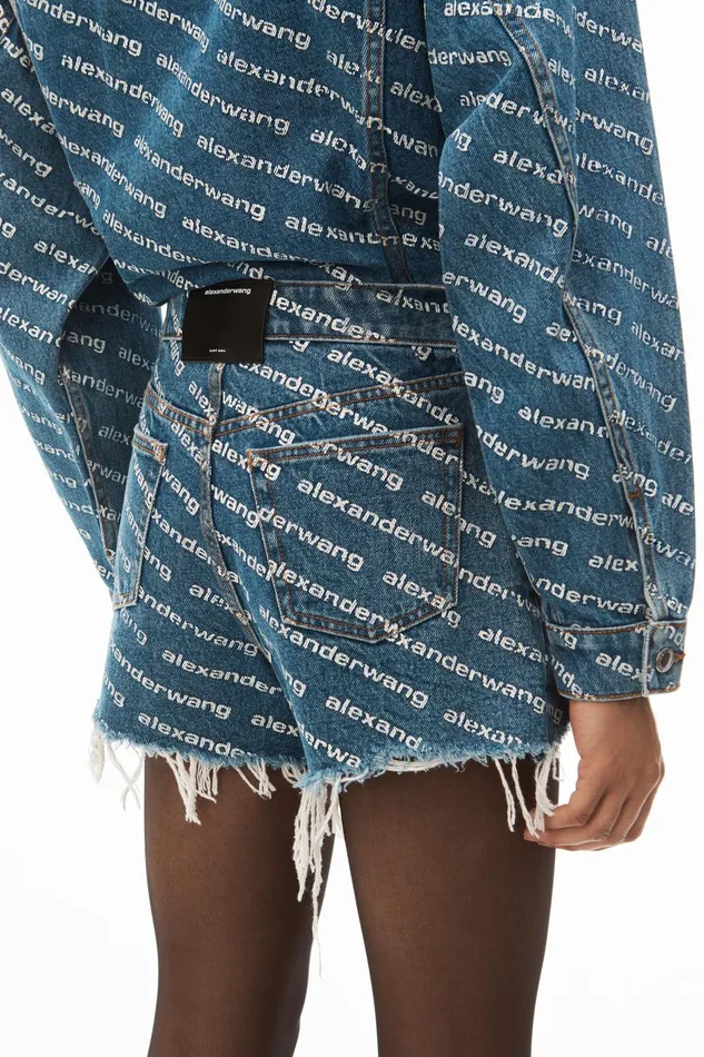 Alexander Wang Denim Bite Logo Short In Deep Blue Denim 8211 Women