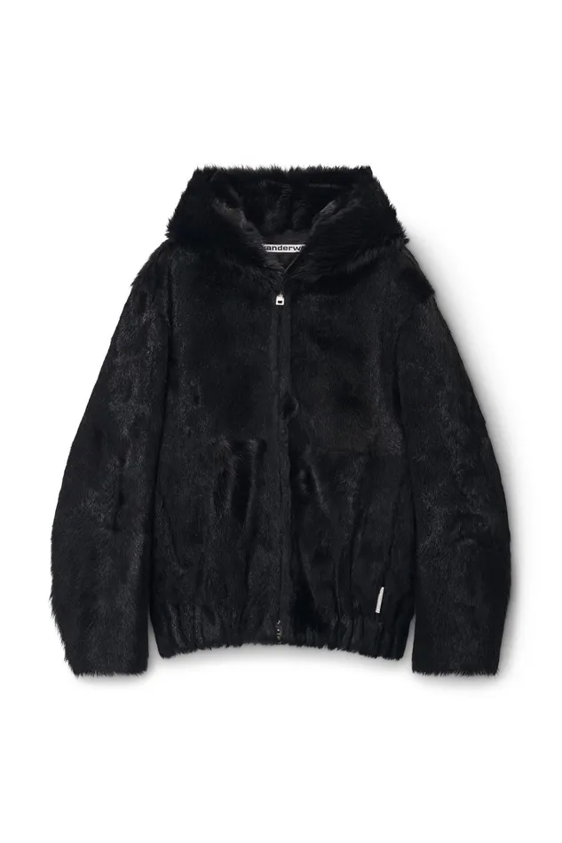 Alexander Wang Jackets Unisex ZipUp Hoodie In Calf Hair 8211 WomenMen