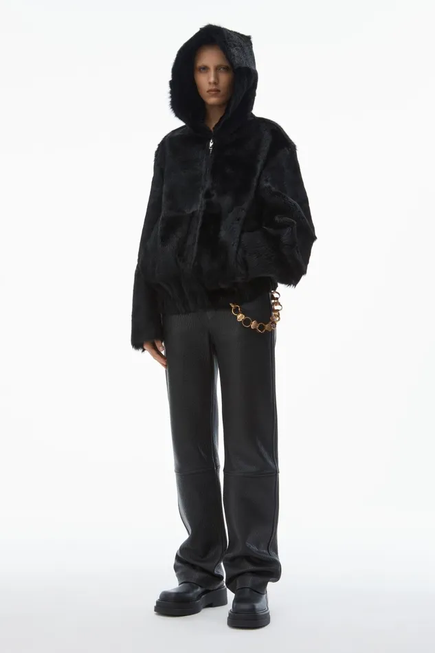 Alexander Wang Jackets Unisex ZipUp Hoodie In Calf Hair 8211 WomenMen