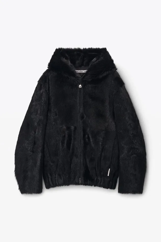 Alexander Wang Jackets Unisex ZipUp Hoodie In Calf Hair 8211 WomenMen