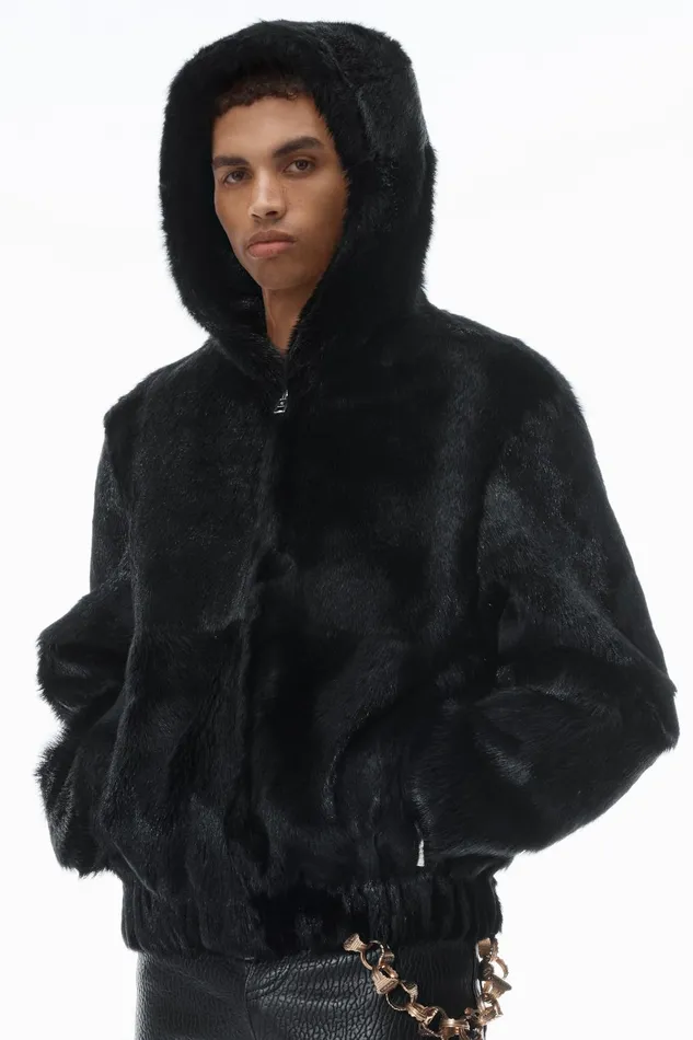 Alexander Wang Jackets Unisex ZipUp Hoodie In Calf Hair 8211 WomenMen