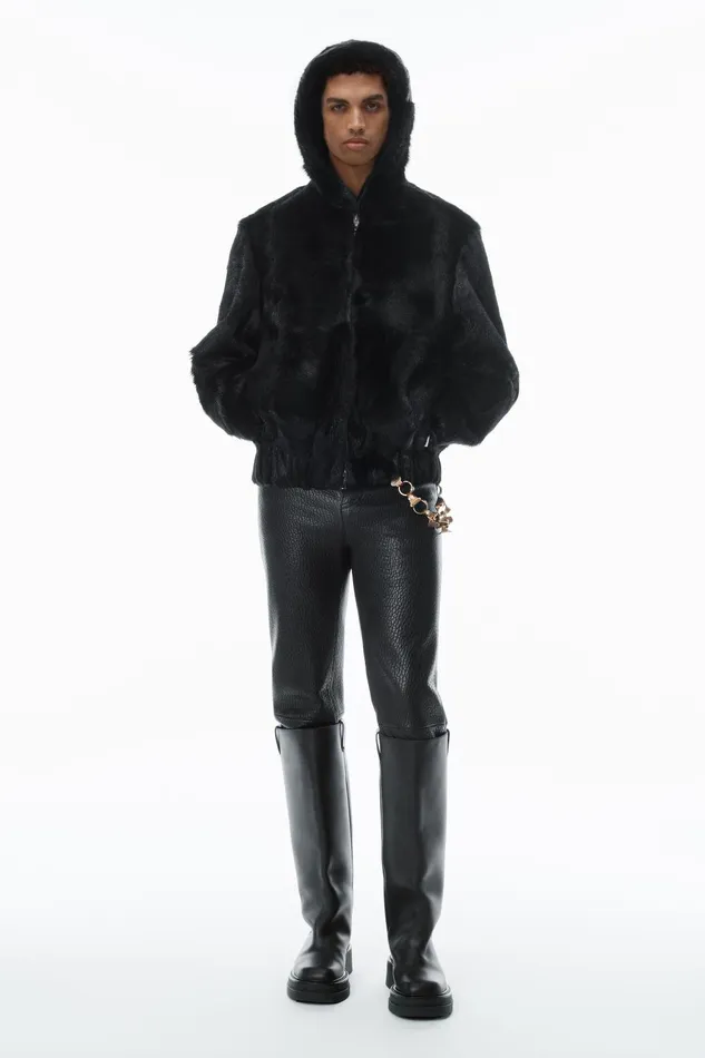 Alexander Wang Jackets Unisex ZipUp Hoodie In Calf Hair 8211 WomenMen