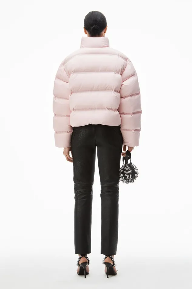 Alexander Wang Outerwear Cropped Puffer Coat With Reflective Logo 8211 Women