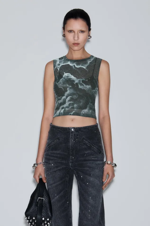 Alexander Wang Pants Clear Crystal Hotfix Moto Pant In Cotton Denim 8211 Women