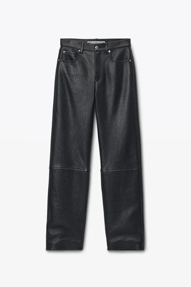 Alexander Wang Pants Ez 8211 Mid Rise Relaxed Straight Pant In Primal Nappa Lambskin Leather 8211 Women
