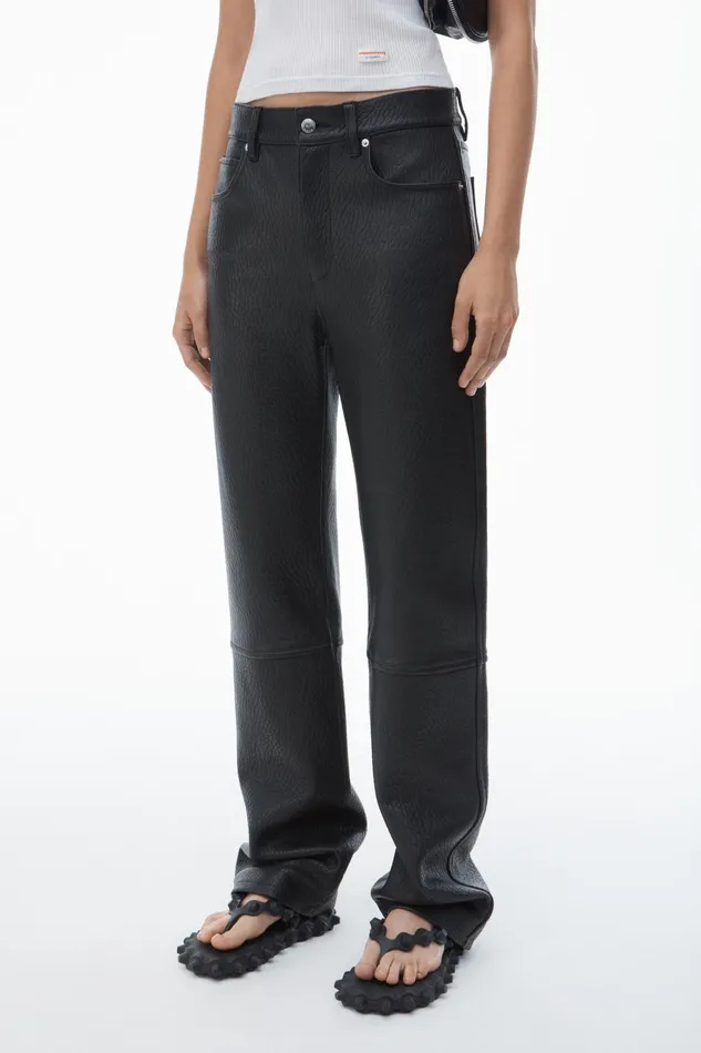 Alexander Wang Pants Ez 8211 Mid Rise Relaxed Straight Pant In Primal Nappa Lambskin Leather 8211 Women