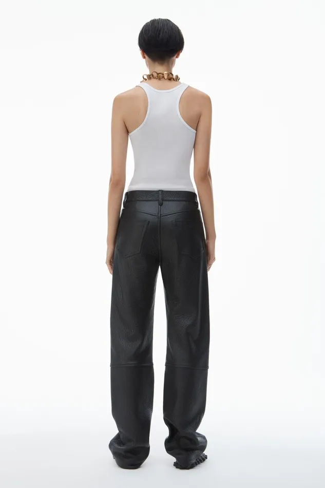 Alexander Wang Pants Ez 8211 Mid Rise Relaxed Straight Pant In Primal Nappa Lambskin Leather 8211 Women
