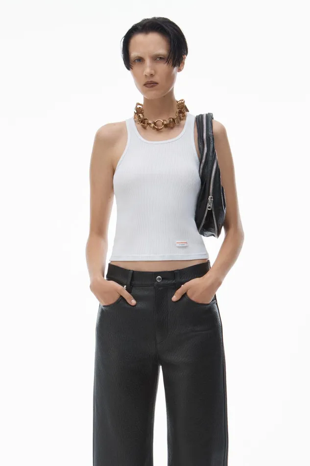 Alexander Wang Pants Ez 8211 Mid Rise Relaxed Straight Pant In Primal Nappa Lambskin Leather 8211 Women