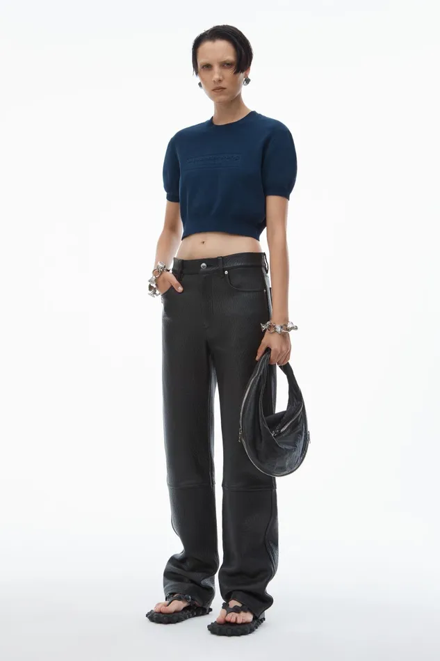 Alexander Wang Sweaters LogoEmbossed Tee In RibKnit 8211 Women