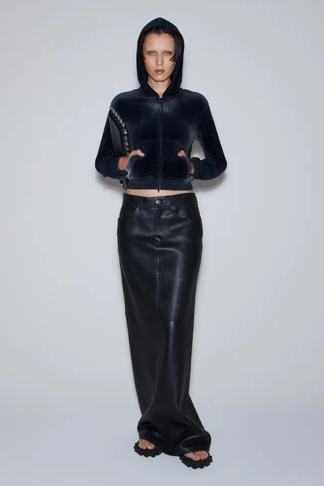 Alexander Wang Sweatshirts Hoodie With Clear Bead Hotfix In Crushed Velour 8211 Women