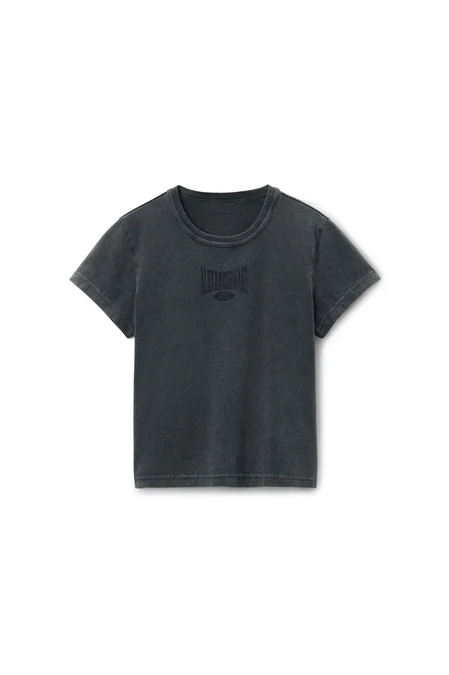 Alexander Wang TShirts Distressed Logo Shrunken Cotton Tee 8211 Women