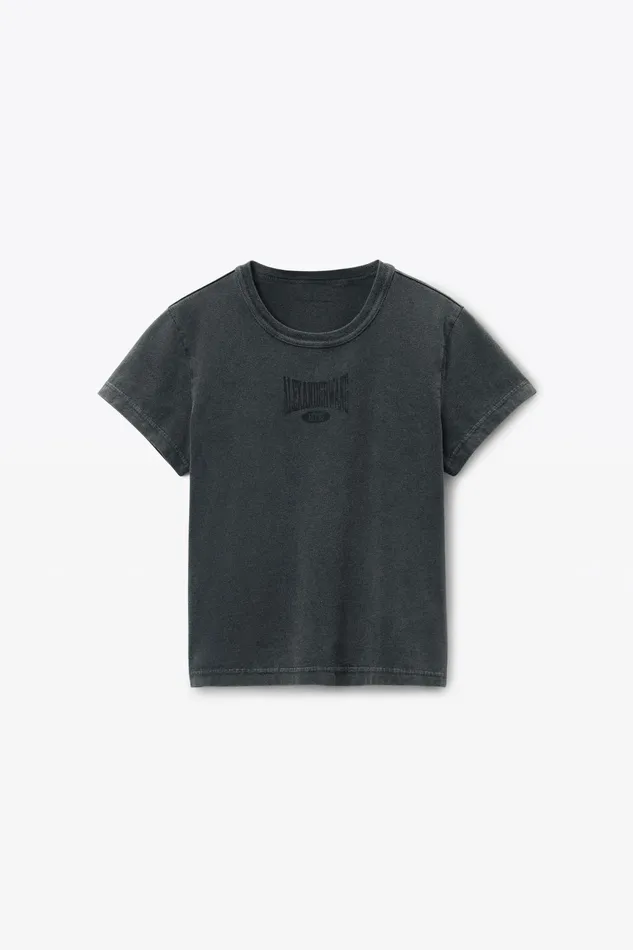 Alexander Wang TShirts Distressed Logo Shrunken Cotton Tee 8211 Women